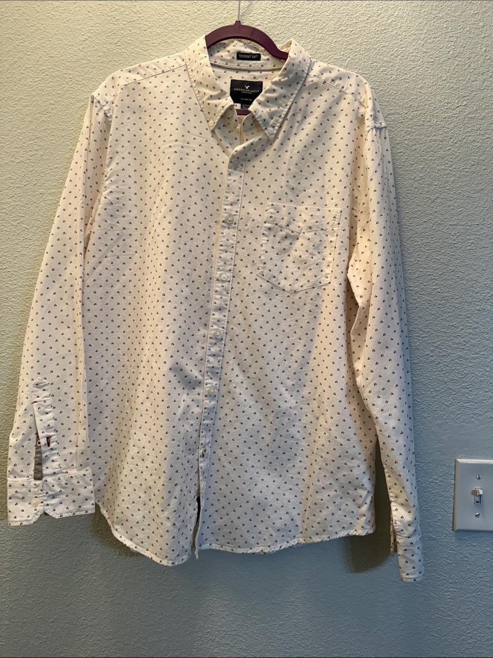 Men's Casual White Printed Button-Down Shirt